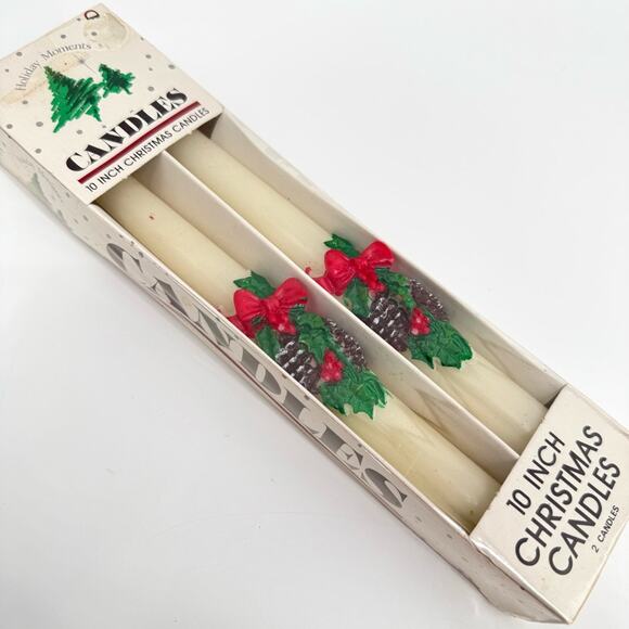 Holiday Moments Vintage Pack of 2 10" Taper Christmas Holiday Candles - Picture 5 of 5